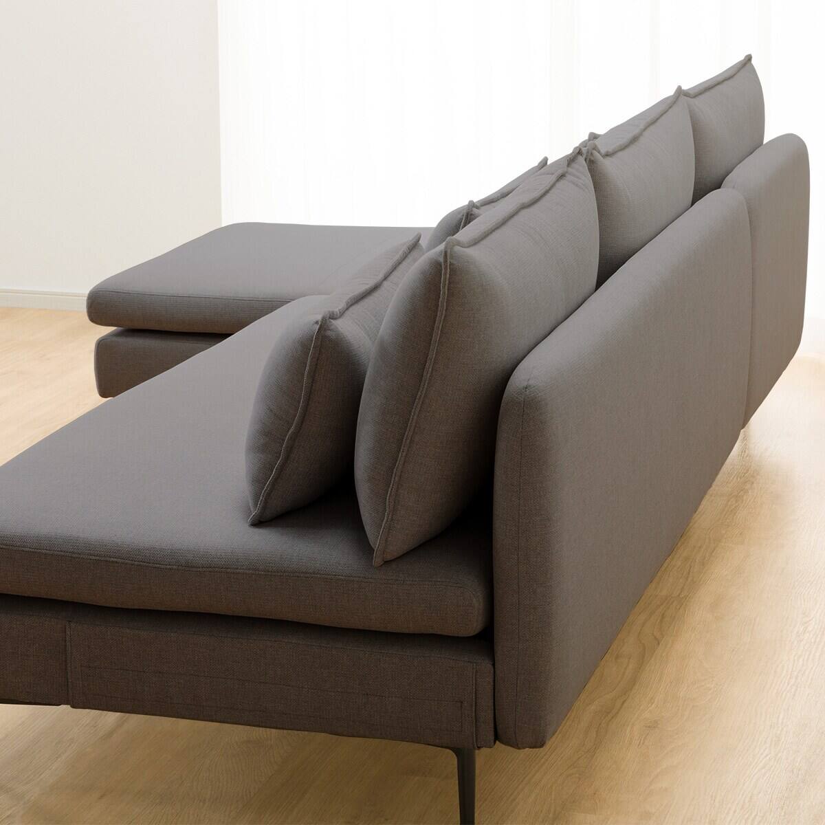 広い座面のゆったりカウチソファ 布張りタイプ (MS01 3P/シェーズ