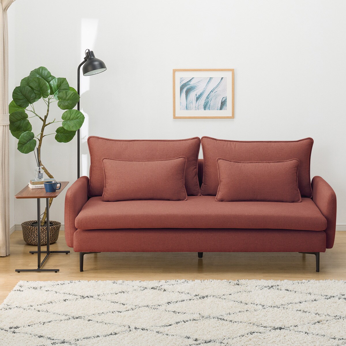 広い座面のゆったりソファ 布張りタイプ (MS01 3人掛け 肘あり RE