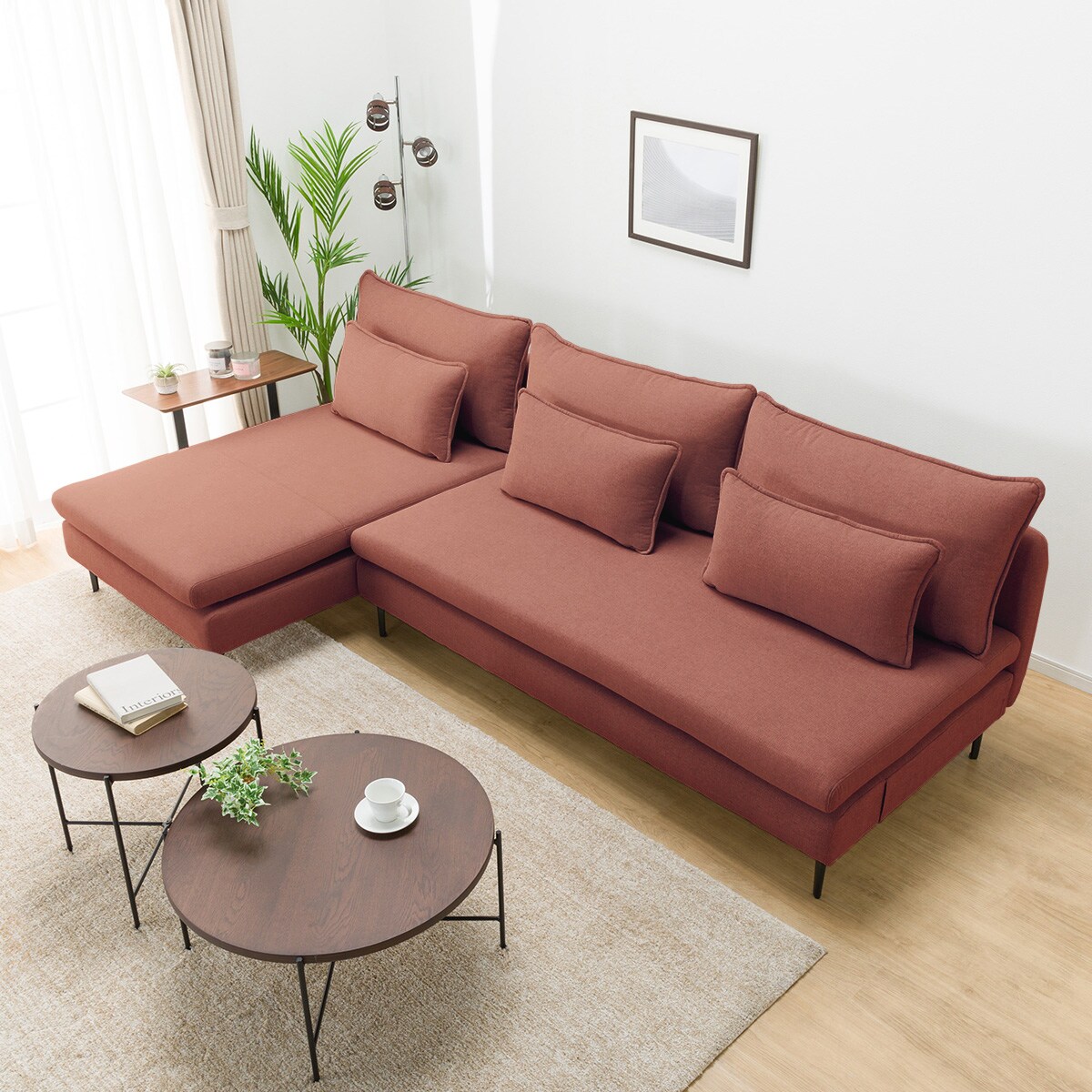 広い座面のゆったりカウチソファ 布張りタイプ (MS01 3P/シェーズ