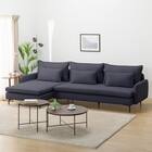 広い座面のゆったり 3人掛けソファ + シェーズセット 布張りタイプ (MS01 3P/シェーズ 肘あり DBL) 1枚目画像