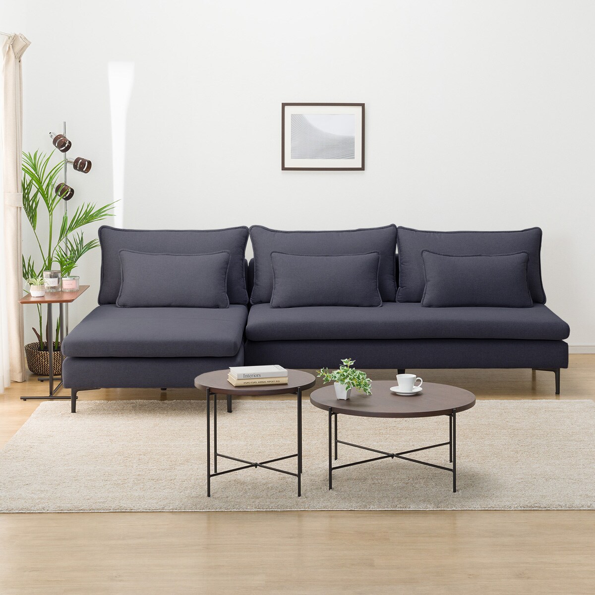 NITORI ソファ　ダークブルー L字型 3人用 家具・インテリア NITORI ソファ ダークブルー L字型