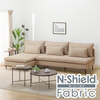 広い座面のゆったりカウチソファ(MS01 3P/シェーズロングセット肘なし Nシールド BE)