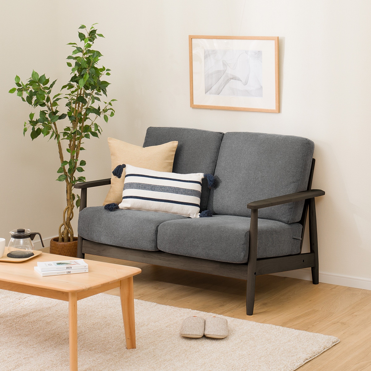 ニトリ　モダン2人掛けソファ ブラック ニトリ Yahoo!店 - 2人用ソファ｜Yahoo!ショッピング