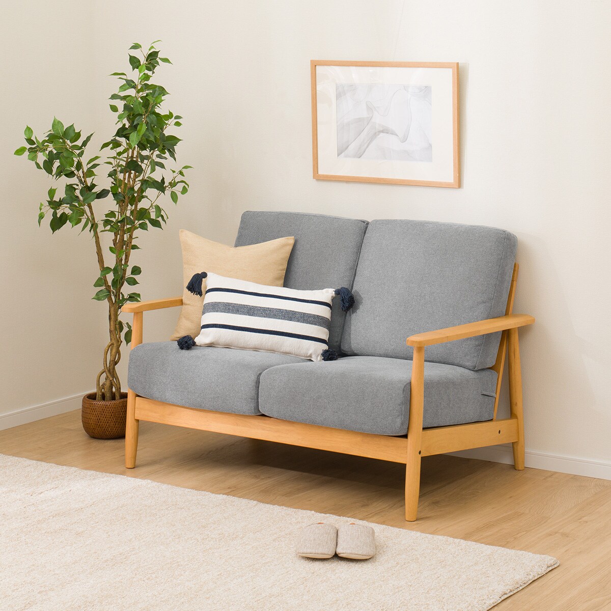 【4/30迄の出品】　ニトリ　2人がけソファ　背もたれクッション取り外し可能 4/30迄の出品】 ニトリ 2人がけソファ 背もたれクッション取り外し可能