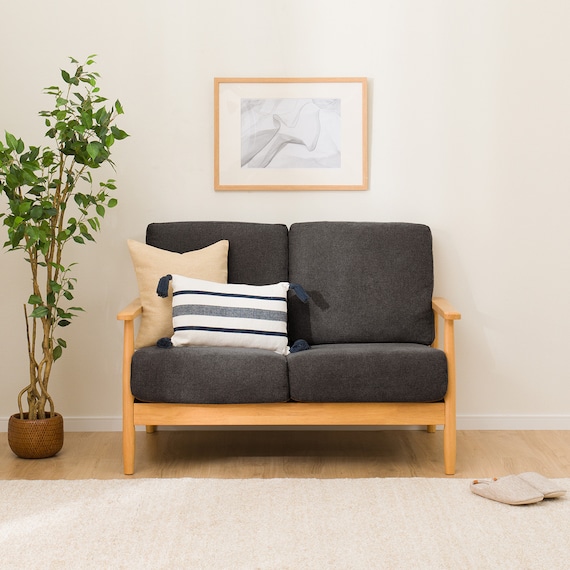 2人掛けソファ 布張りタイプ (IG01 LBR/BK) 10枚目画像