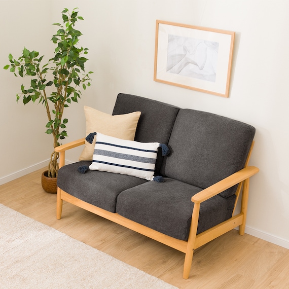 2人掛けソファ 布張りタイプ (IG01 LBR/BK) 11枚目画像