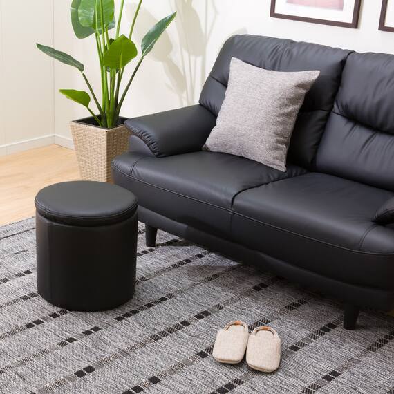 傷・汚れに強い合成皮革 スツール(エン Nシールド BK) 14枚目画像