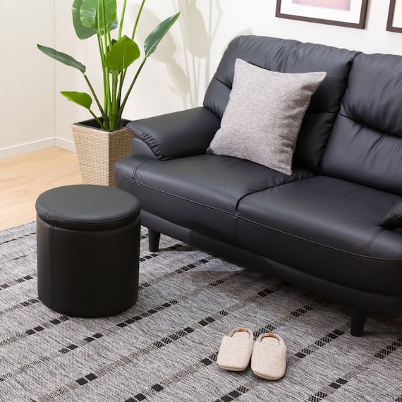 傷・汚れに強い合成皮革 スツール(エン Nシールド BK) 14枚目画像