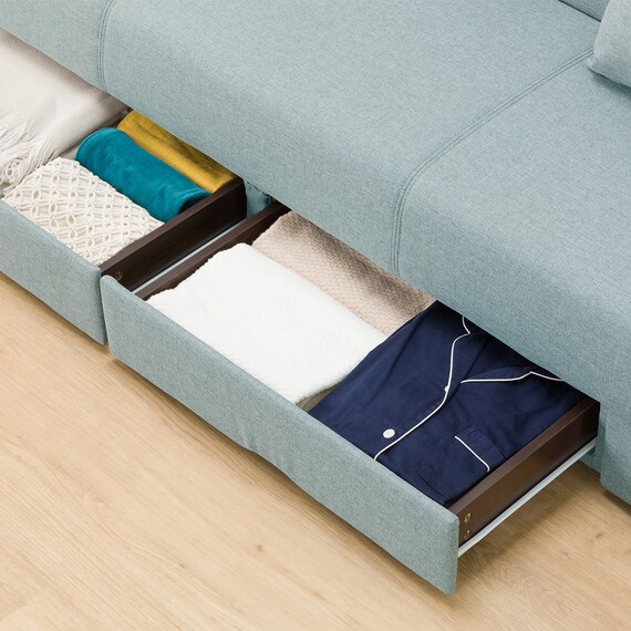 引出し収納付きソファベッド 布張りタイプ (DJ08 TBL) 27枚目画像