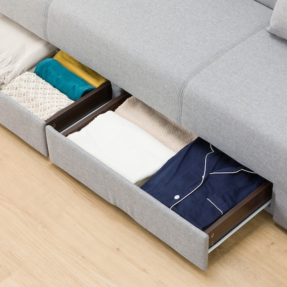 引出し収納付きソファベッド 布張りタイプ (DJ08 GY) 24枚目画像