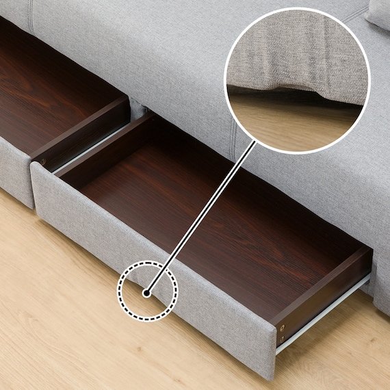 引出し収納付きソファベッド 布張りタイプ (DJ08 GY) 25枚目画像