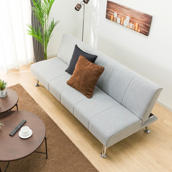 圧迫感がないアームレスソファベッド 布張りタイプ (DJ09 GY) 4枚目画像