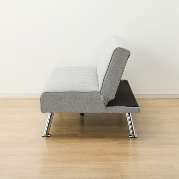 圧迫感がないアームレスソファベッド 布張りタイプ (DJ09 GY) 8枚目画像