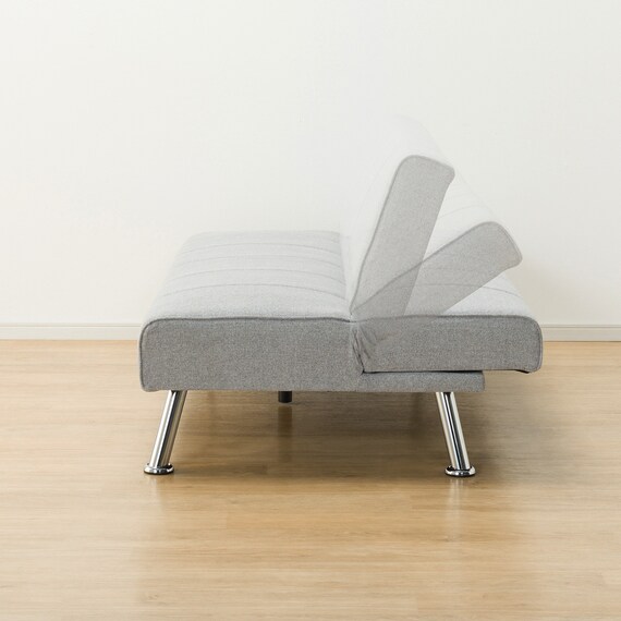 圧迫感がないアームレスソファベッド 布張りタイプ (DJ09 GY) 10枚目画像