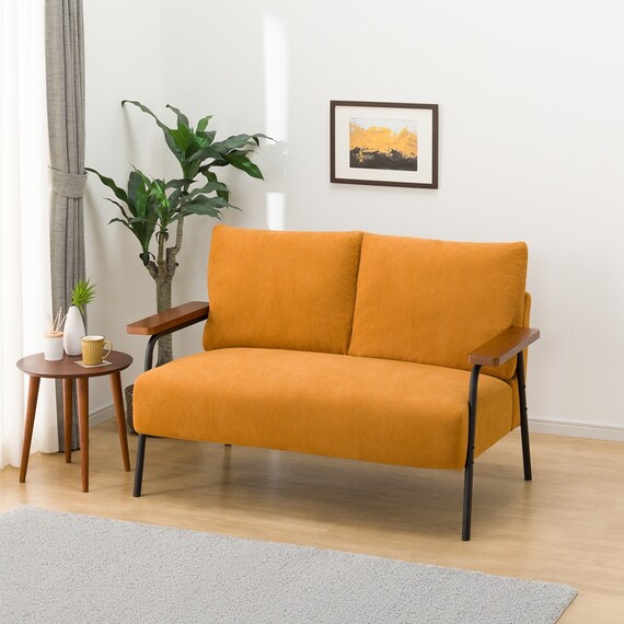 コーデュロイ生地のコンパクトソファ 布張りタイプ (GC03 OR) 1枚目画像