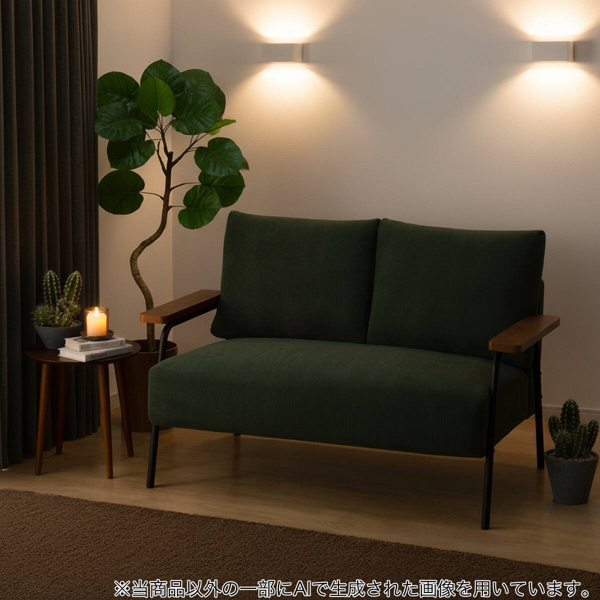 コーデュロイ生地のコンパクトソファ 布張りタイプ (GC03 DkgYGR
