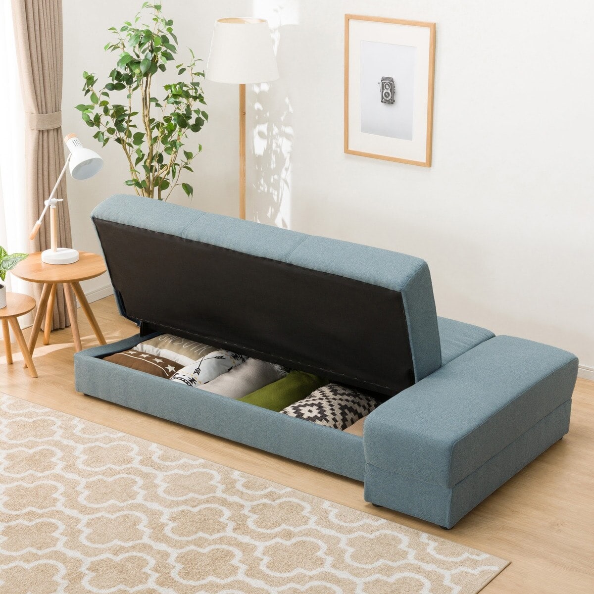 収納付きソファベッド+スツール+スペーサーセット 布張りタイプ