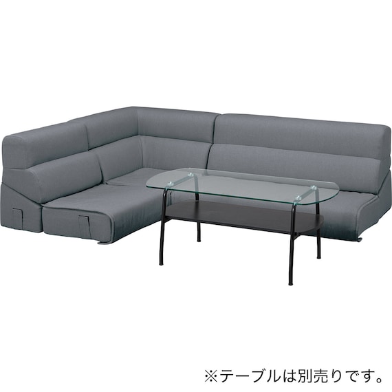 背もたれが倒せるローソファ3点セット 布張りタイプ (XL05 GY) 13枚目画像