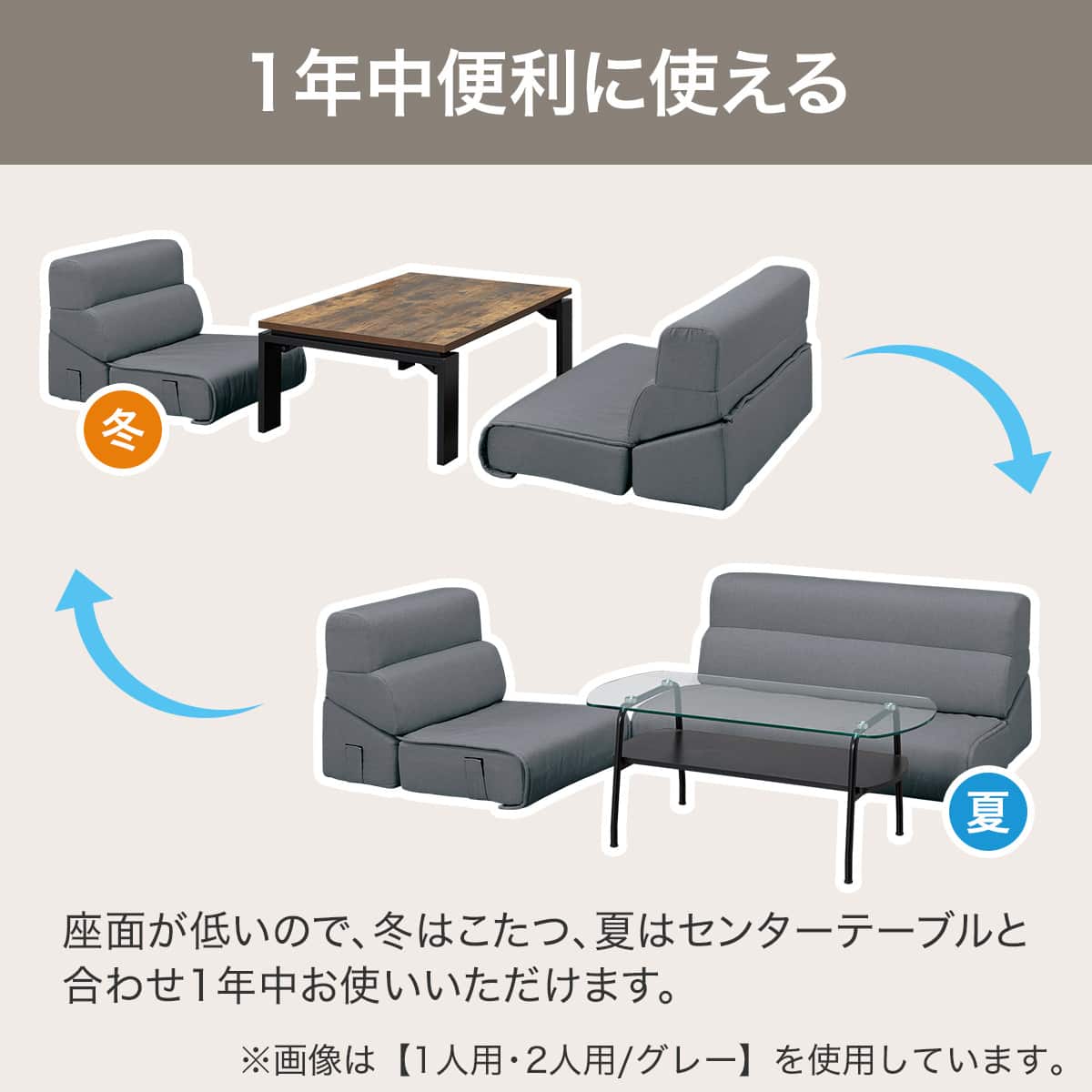 背もたれが倒せるローソファ 布張りタイプ (XL05 GY) | ニトリネット