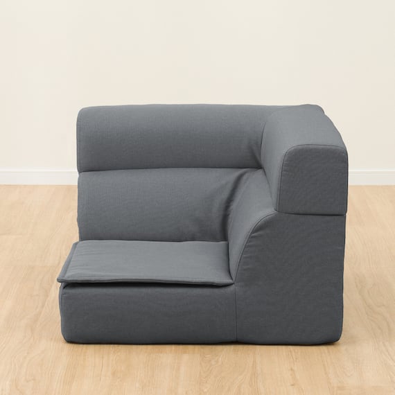 背もたれが倒せるコーナーローソファ 布張りタイプ (XL05 GY) 5枚目画像