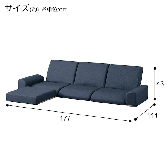 ローソファ4点セット 布張りタイプ (CE02 NV) 12枚目画像