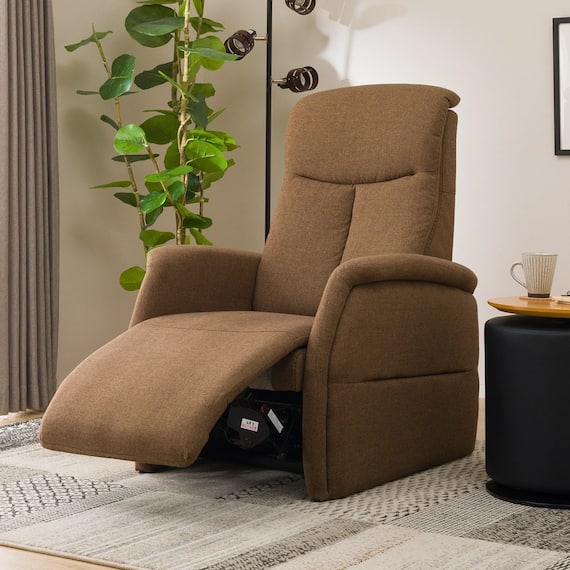 1人掛け電動リクライニングチェア 布張りタイプ (コンフェ BR) 1枚目画像