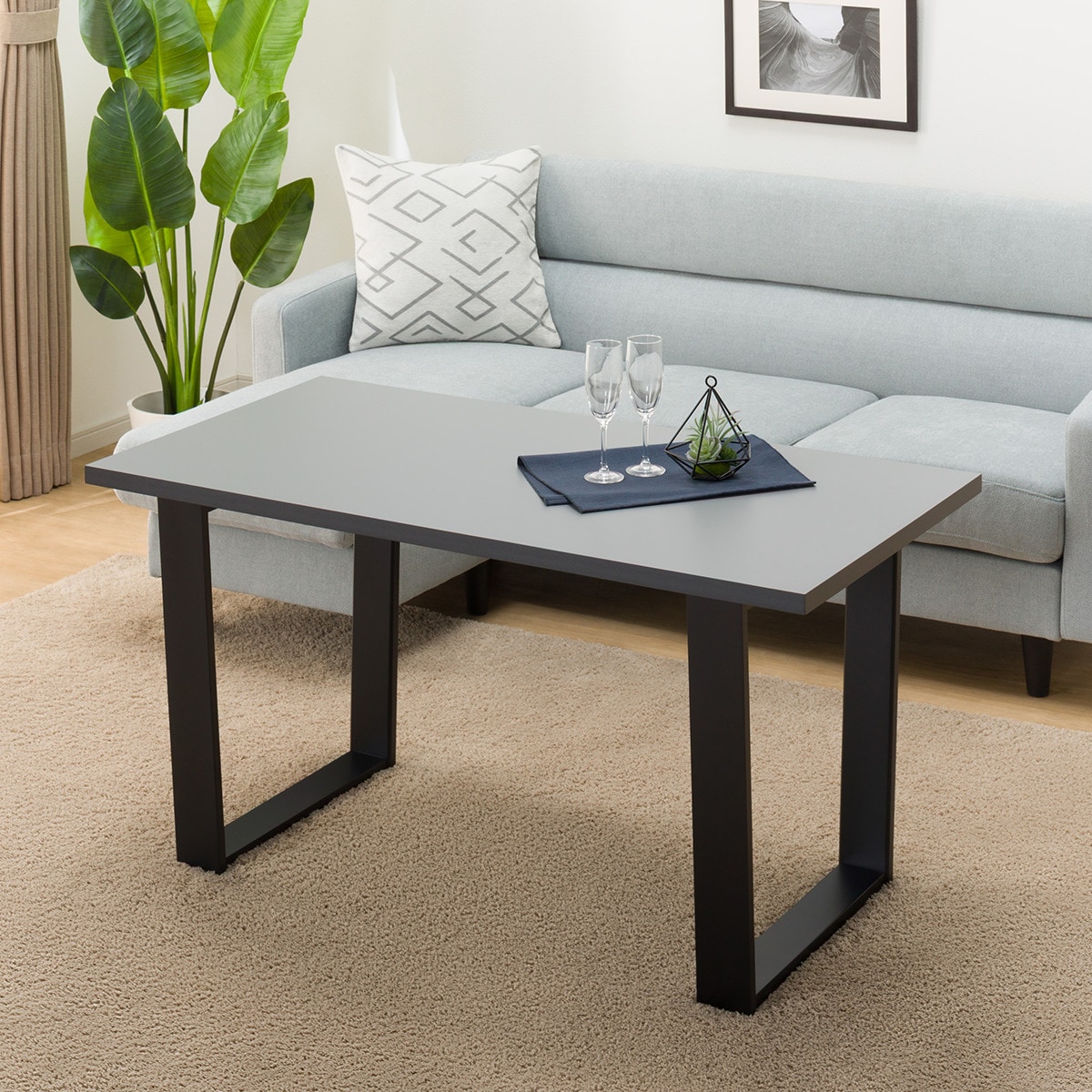 グレーの合成素材センターテーブル マグネットが付くセンターテーブル(IS02 MH115GY) | ニトリ