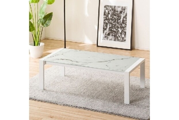 ニトリ センターテーブル CTエスペルト120 WH 大理石風ガラステーブル