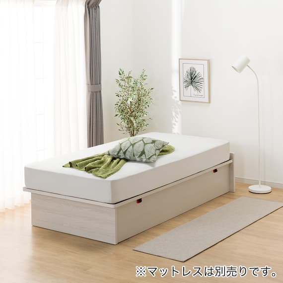 シングルベッドフレーム(OP KG ヘッドレス 横開き 深型 WW) 1枚目画像