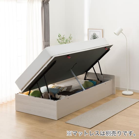 シングルベッドフレーム(OP KG ヘッドレス 横開き 深型 WW) 2枚目画像