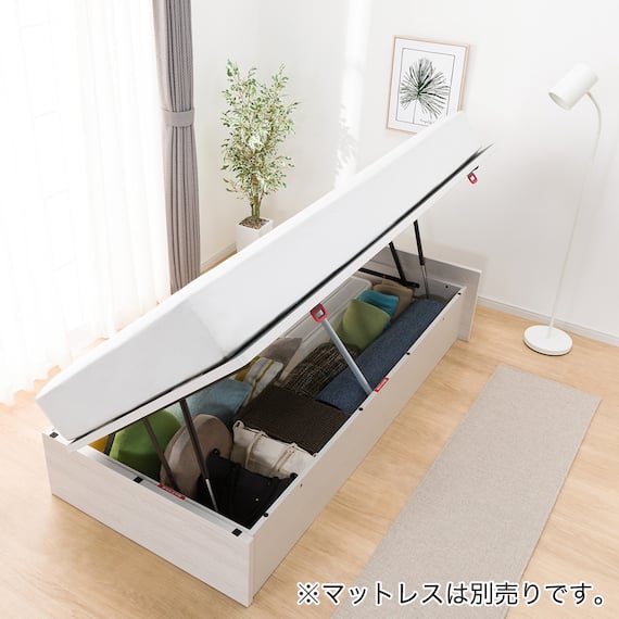 シングルベッドフレーム(OP KG ヘッドレス 横開き 深型 WW) 5枚目画像