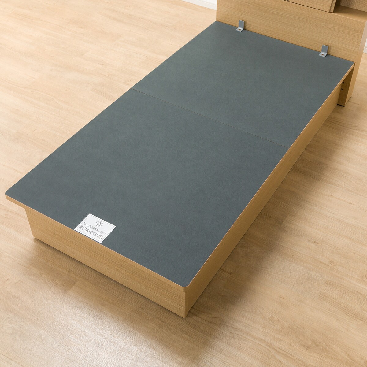 シングルベッドフレーム(OP KG 宮・照明付き 縦開き 深型 LBR