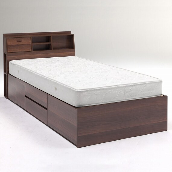 収納付き シングルベッドフレーム(KC DBR) 3枚目画像