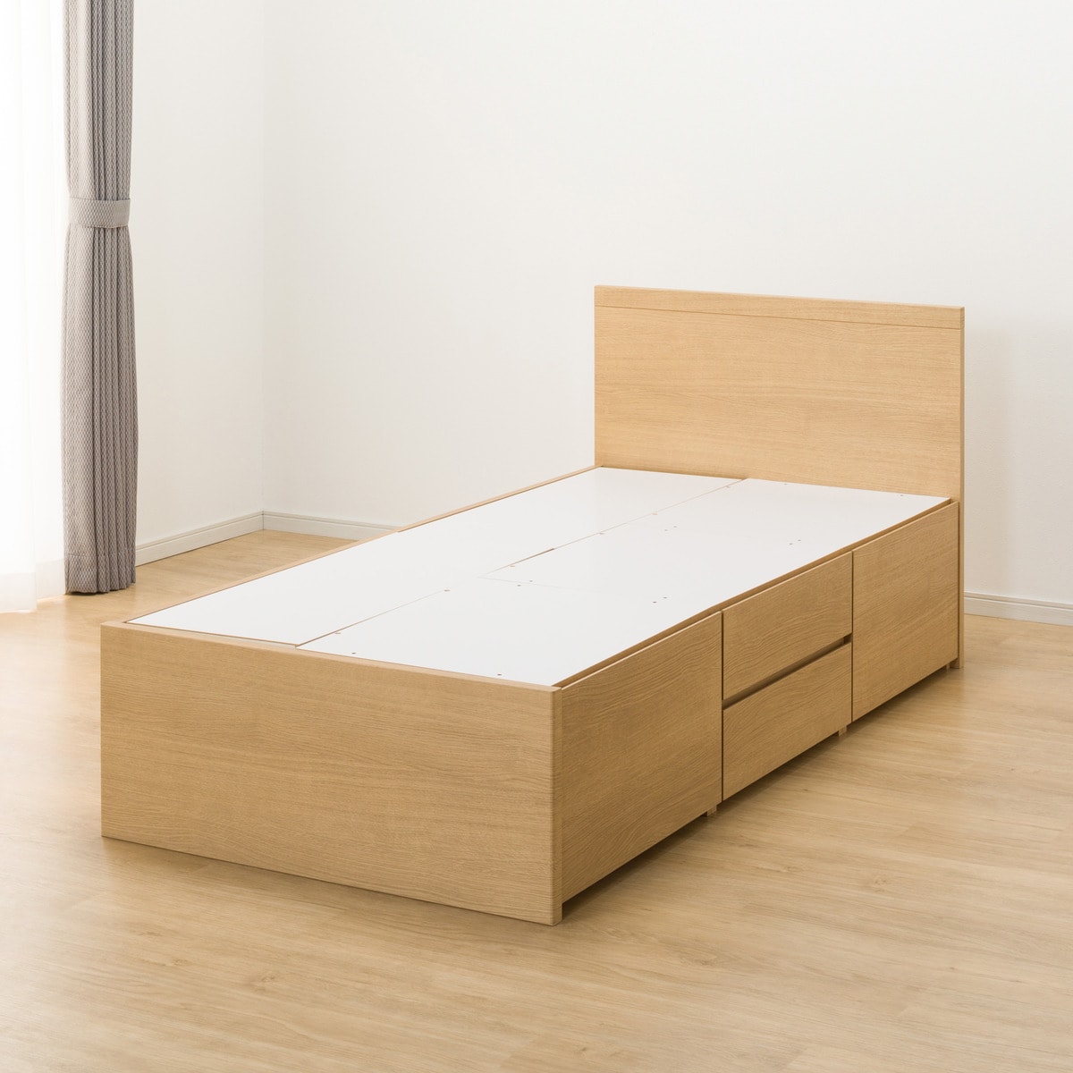 大容量収納付き】チェストベッドフレーム(シングル N-ジオF LBR 40M-T