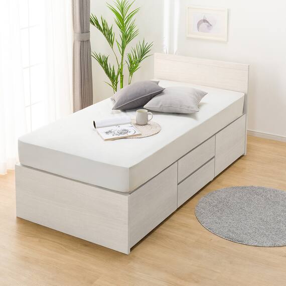 【大容量収納付き】チェストベッドフレーム(シングル N-ジオF WW 40M-T) 2枚目画像