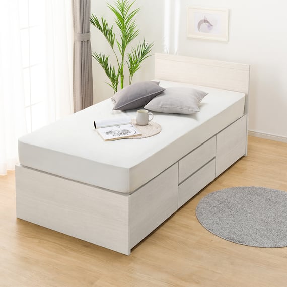 【大容量収納付き】チェストベッドフレーム(シングル N-ジオF WW 40M-T) 2枚目画像