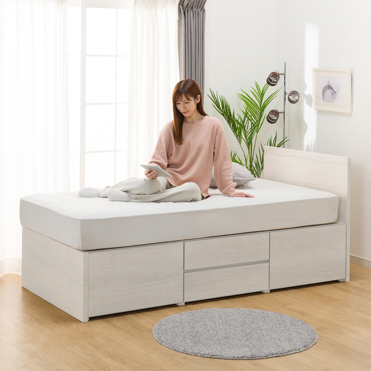 大容量収納付き】チェストベッドフレーム(シングル N-ジオF WW 40M-T