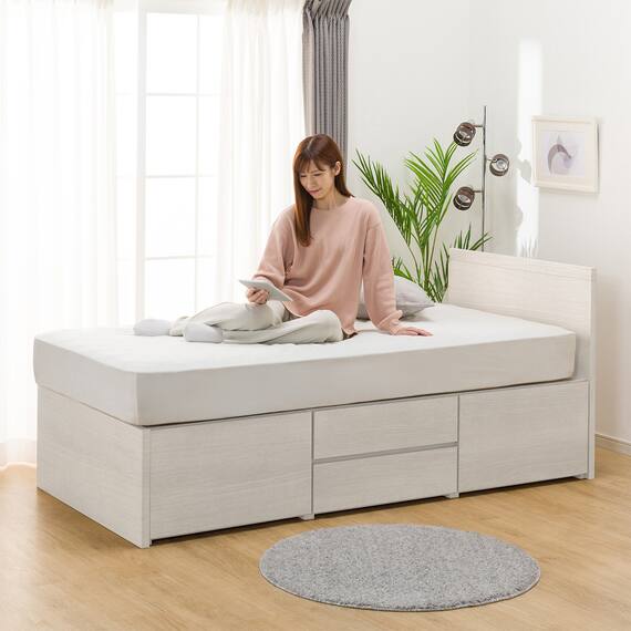 【大容量収納付き】チェストベッドフレーム(シングル N-ジオF WW 40M-T) 10枚目画像