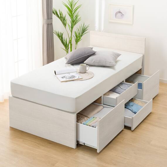 【大容量収納付き】チェストベッドフレーム(シングル N-ジオF WW 40M-T) 13枚目画像