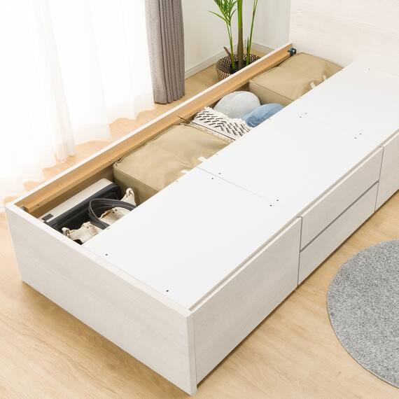 【大容量収納付き】チェストベッドフレーム(シングル N-ジオF WW 40M-T) 21枚目画像