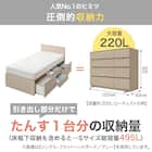 【大容量収納付き】チェストベッド + マットレスセット シングル (N-ジオF 40M-S すのこ WW/U2-03 EM) 4枚目画像