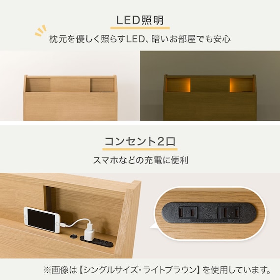 収納付きベッドフレーム シングル (アザン3 引き出し付き 浅型 WW) 3枚目画像