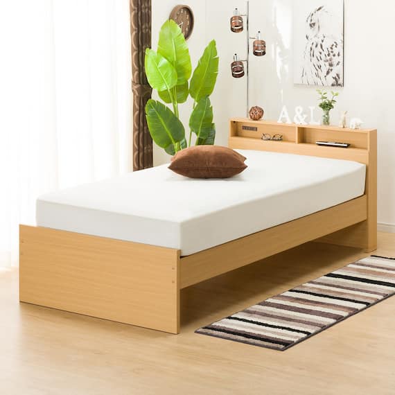 跳ね上げすのこベッドフレーム(JN-300/LBR) 6枚目画像