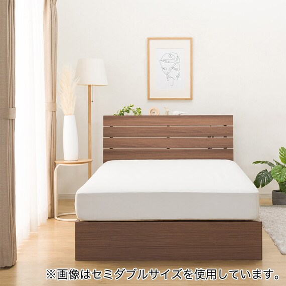 収納付きベッドフレーム シングル (EB-001 DR 棚・コンセント・引き出し付き すのこ MBR) 7枚目画像