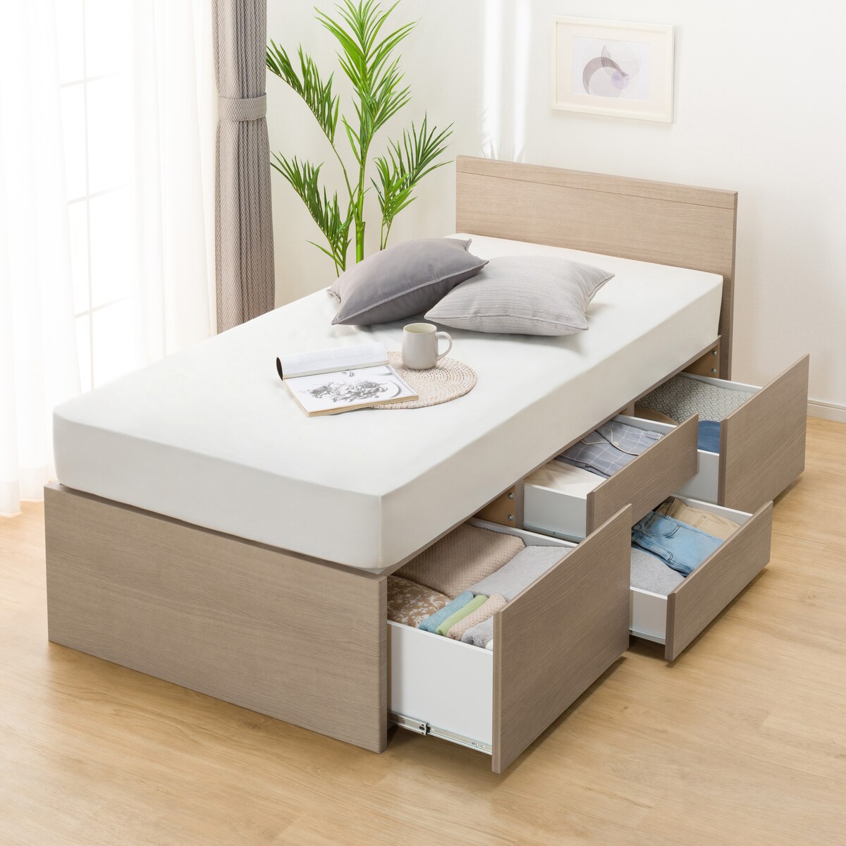 ニトリのシングルベッドフレーム（ジオチェスト40JWW） シングルベッドフレーム＋マットレスセット (ジオチェスト40J