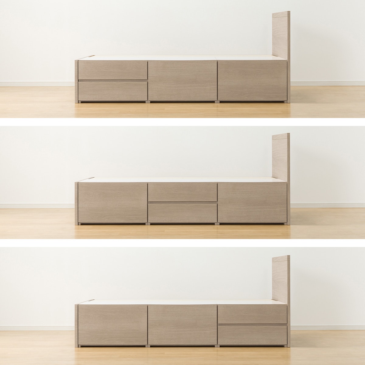 大容量収納付き】チェストベッドフレーム(シングル N-ジオF GY 40M-T