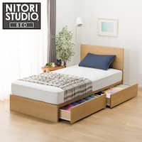 収納付きベッドフレーム シングル フラットタイプ (NS-001 DR25 引き出し付き 床板 LBR3)