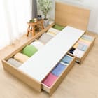 収納付きベッドフレーム シングル フラットタイプ (NS-001 DR31 引き出し付き 浅型 すのこ LBR3) 7枚目画像