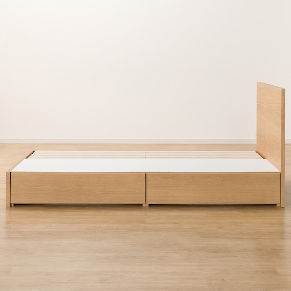 収納付きベッドフレーム シングル フラットタイプ (NS-001 DR31 引き出し付き 浅型 すのこ LBR3) 12枚目画像