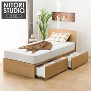 収納付きベッドフレーム フラットタイプ (NS-001 DR31 引き出し付き 深型 すのこ)